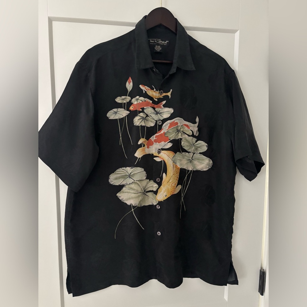 Tori Richard Silk Koi Fish Short Sleeved Shirt